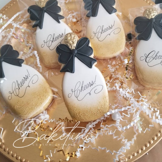 Champagne Cookies | Champagne Bottle | Pop Fizz Clink Cheers | 21st Birthday | Bridal Shower | Bachelorette | Wedding | New Years Eve