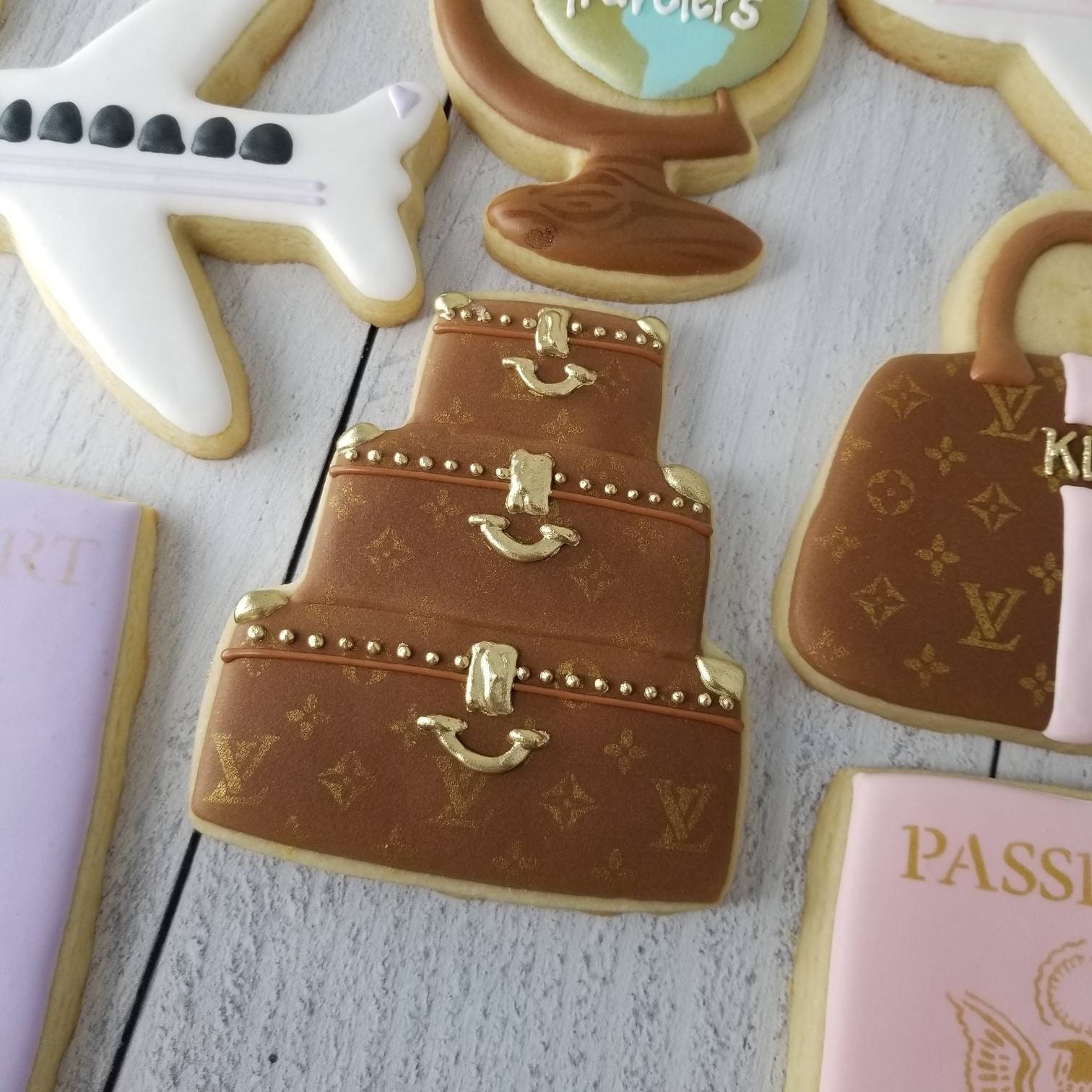 Designer Luggage Cookies Suitcase Cookies Travel Theme Wedding