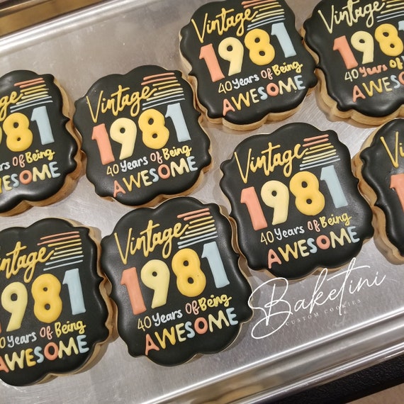 Vintage 80s Birthday Cookies 1 Dozen 40 Years of Being - Etsy