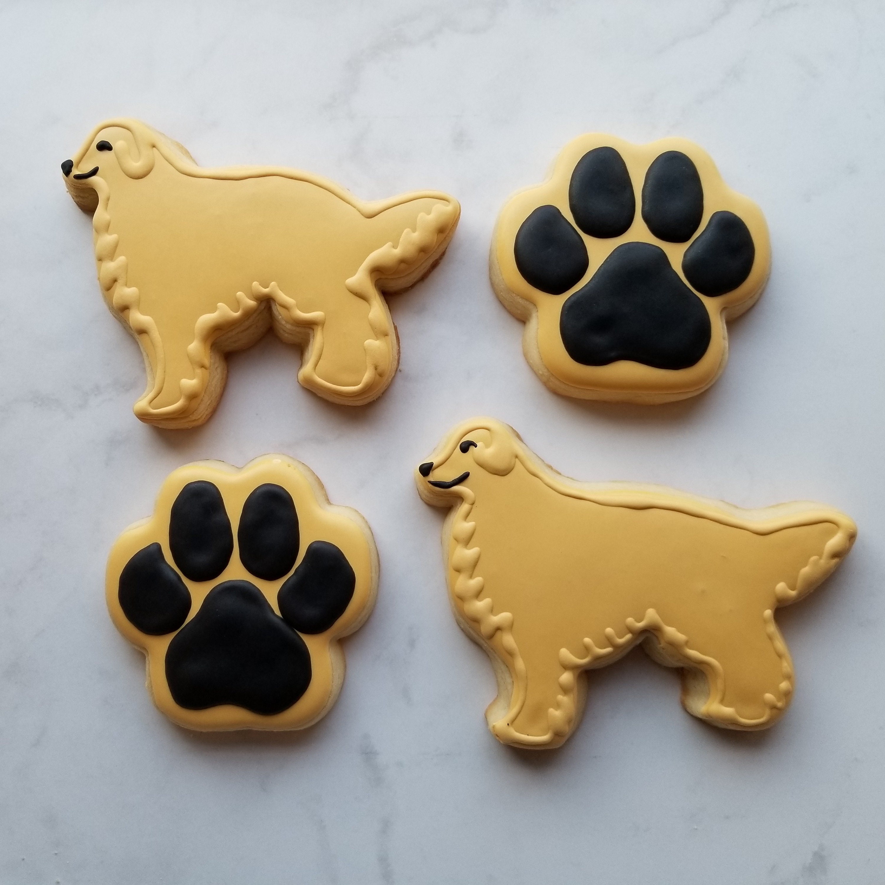 Golden Retriever Cookies | Dog Cookies | Paw Print Cookies | Golden