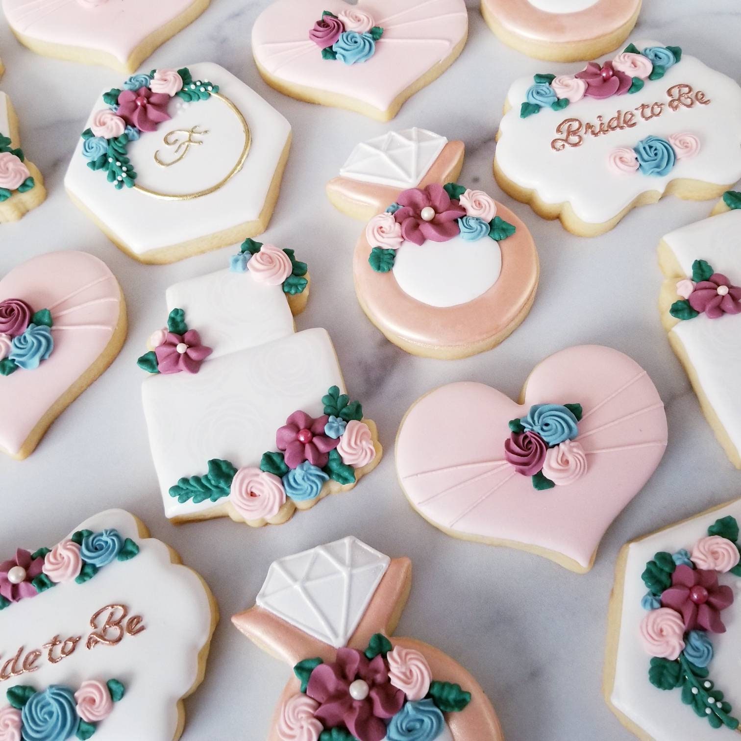 Bridal Shower Cookies 2 Dozen | Engagement Ring | Wedding Cake | Floral ...