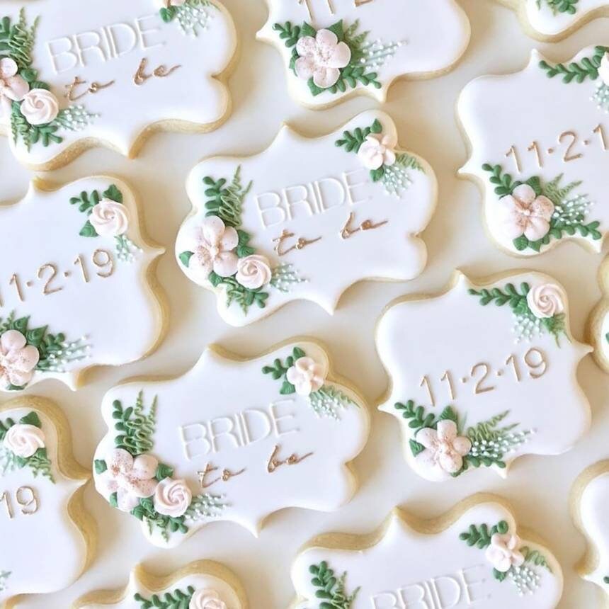 Bridal Shower Cookies | Bride to Be | Fancy Pink Floral Personalized