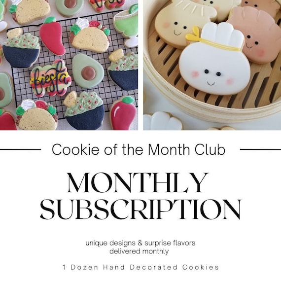 Cookie of the Month Club 1 Dozen | Surprise Monthly Flavor and Seasonal Designs | Premium Hand Decorated Cutout Cookies | Free Shipping