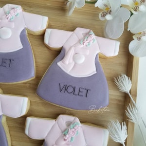 Hanbok Dress Cookies | Korean First Birthday Dohl Dol Traditional Korean 100 Days Baby Party | Modern Floral Soft Muted Tones Pink Purple