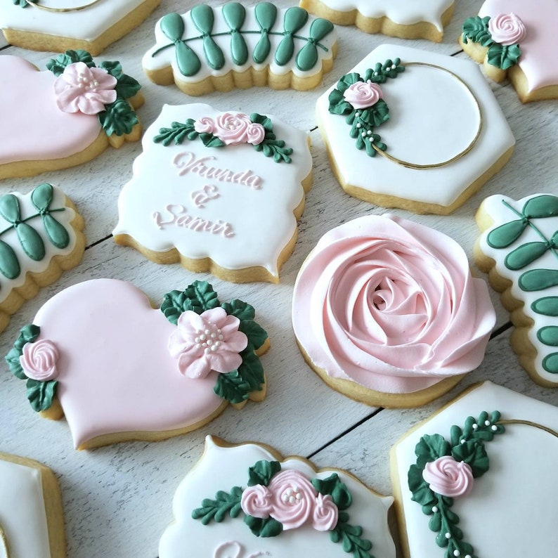 Floral Wedding Shower Cookies 2 Dozen Personalized Custom Etsy
