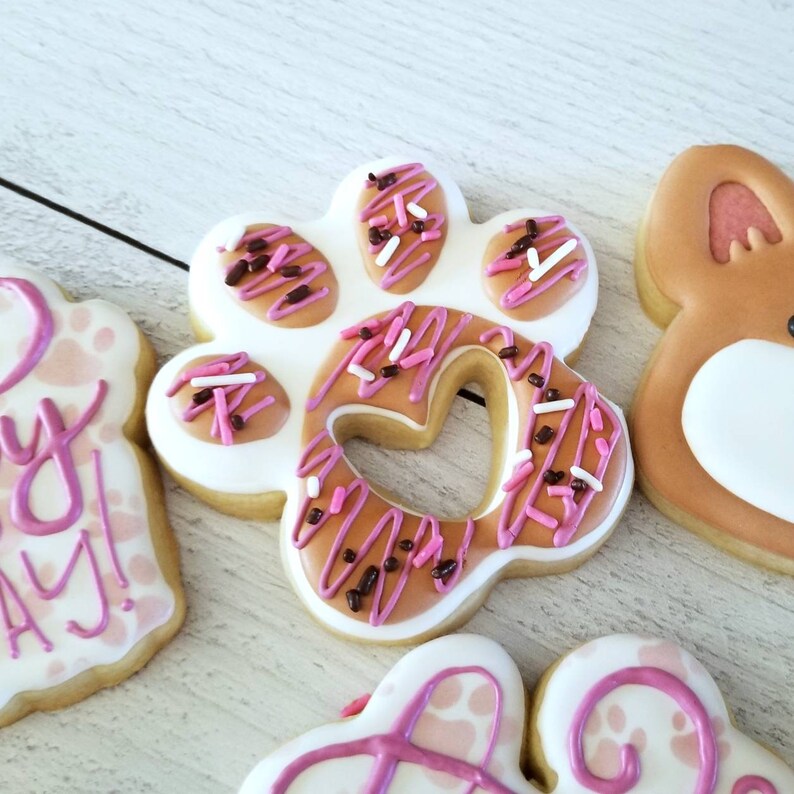 Paw Print Cookies Dog Cookies Puppy Theme Dog Party Etsy