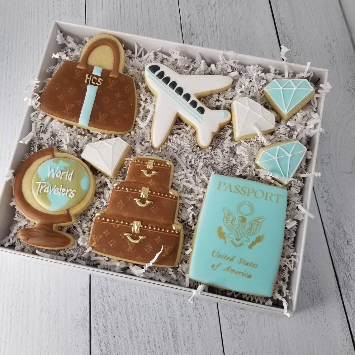 Designer Luggage Cookies Suitcase Cookies Travel Theme Etsy