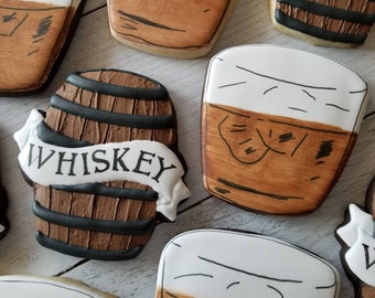 Whiskey Cookies | Aged to Perfection | 21st Birthday | Whiskey Glass Barrel Bottle Shot Cocktails | Cheers to 21 30th 40th 50th Father's Day