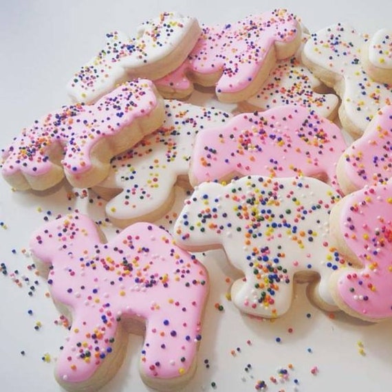 Circus Animal Cookies Frosted Animal Crackers Circus Birthday Carnival Party Sprinkles Bear Elephant Lion Camel Gorilla Cookies - 