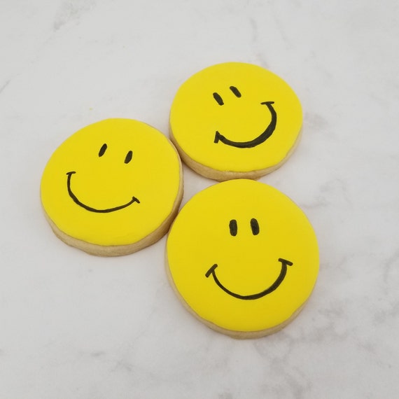 Smiley Face Sugar Cookies Happy Face Cookies Be Happy Etsy