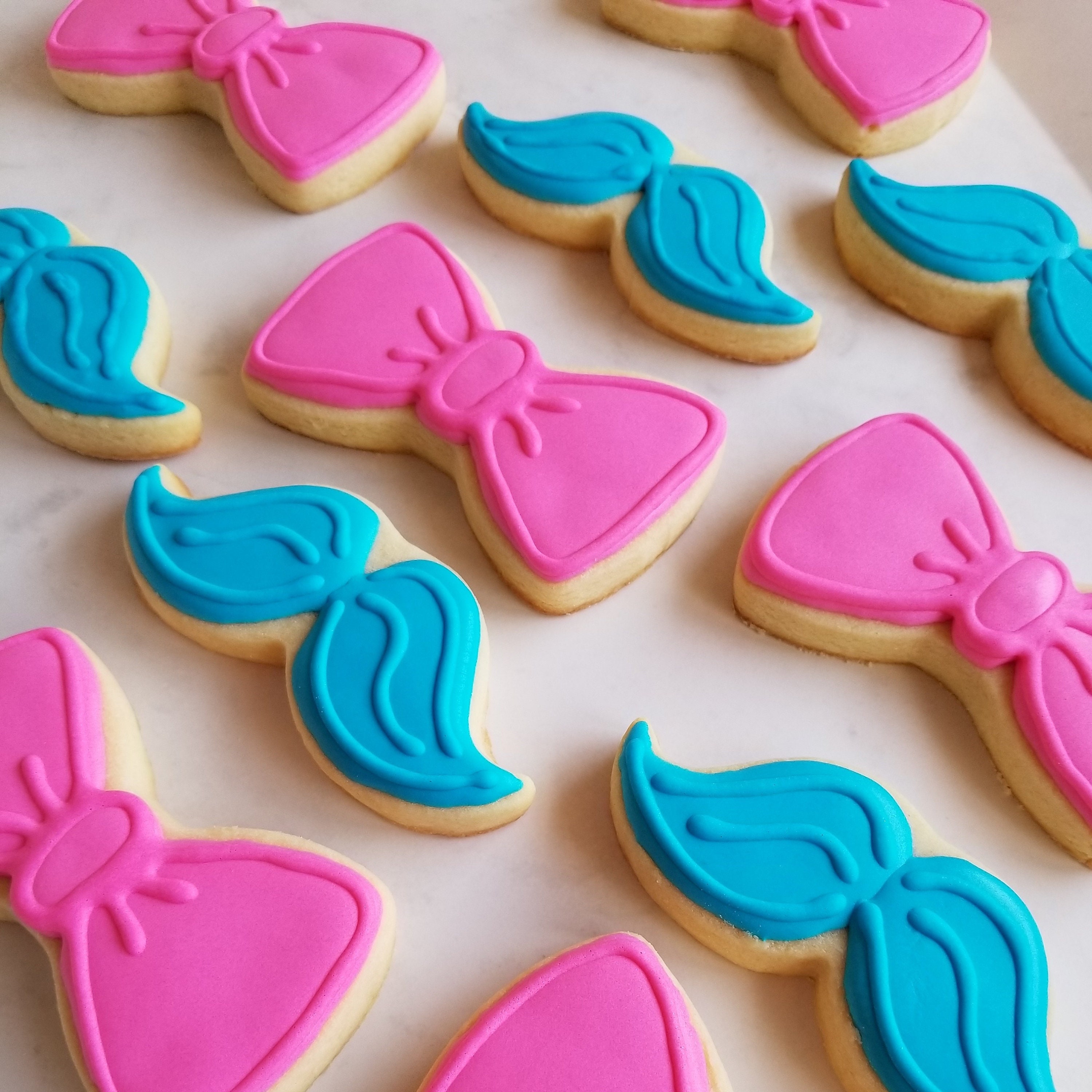 Gender Reveal Baby Shower Sugar Cookies Beau or Bow He or Etsy