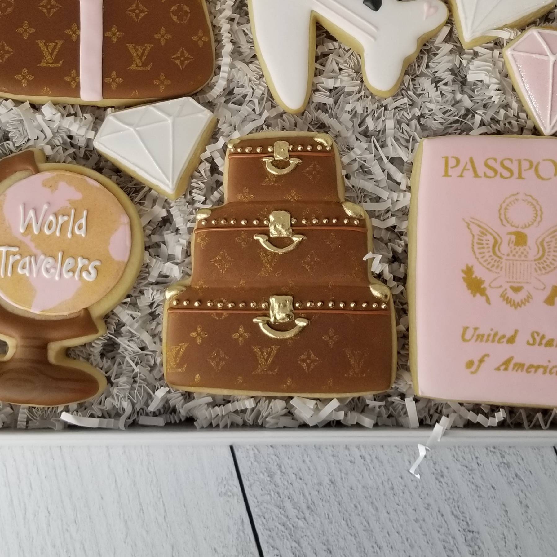 Designer Luggage Cookies Suitcase Cookies Travel Theme Wedding