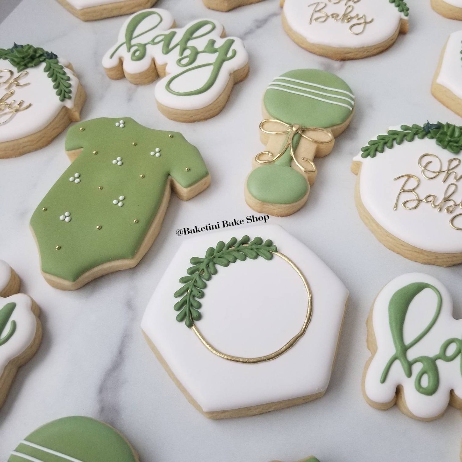 Succulent Baby Shower Cookies 2 Dozen Oh Baby Greenery Etsy