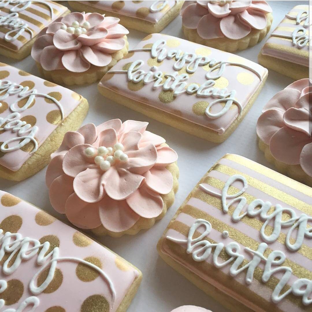 Pink & Gold Birthday Cookies | 30th 40th 50th 60th Birthday | Rose Gold ...