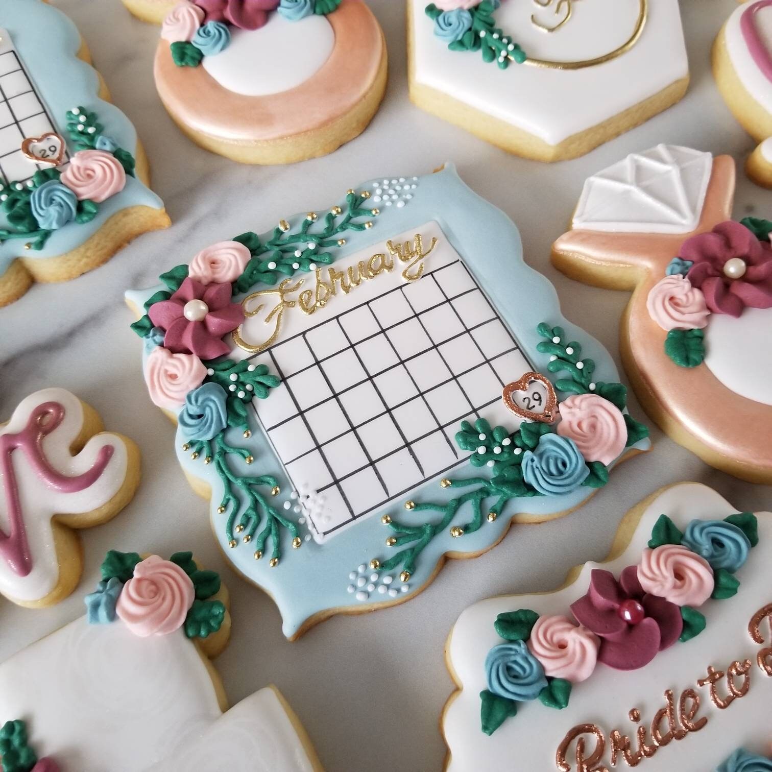 Save the Date Cookies Floral Wedding Cookies Bridal Shower