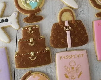 Designer Luggage Cookies Suitcase Cookies Travel Theme 