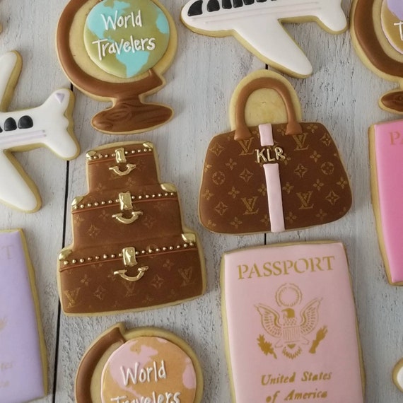 Designer Luggage Cookies | Suitcase Cookies | Travel Theme | Wedding | Bridal Shower | Baby Shower | Retirement | Bon Voyage