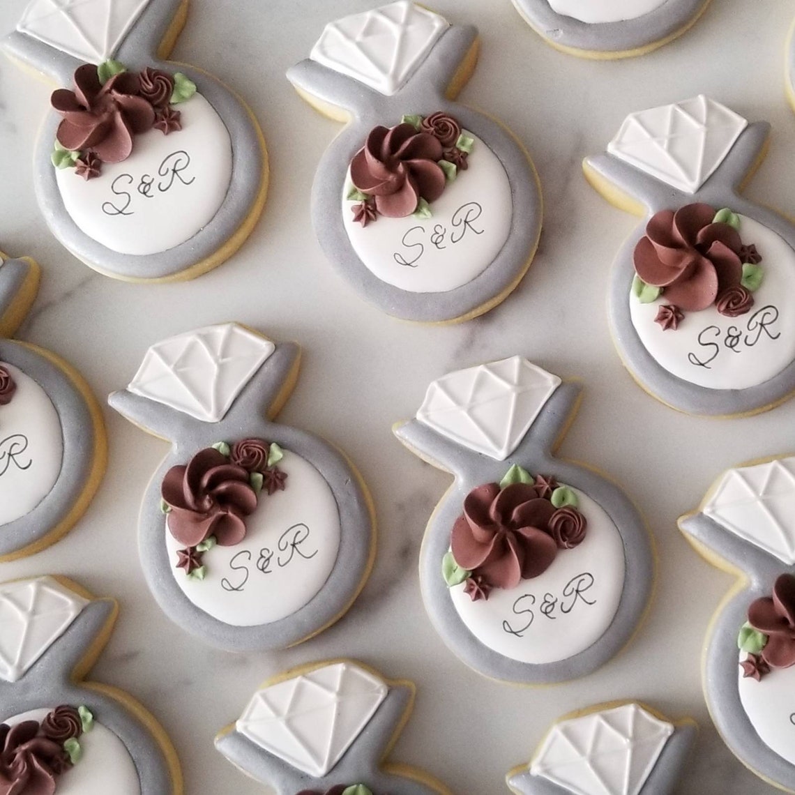 Wedding Ring Cookies Engagement Party Personalized Wedding Etsy