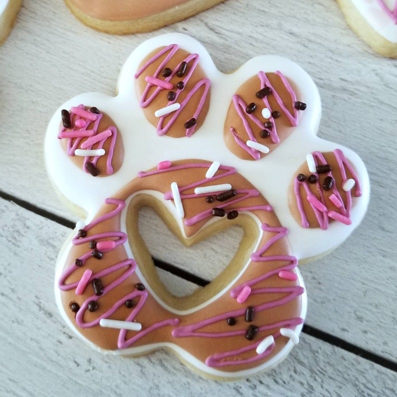 Paw Print Cookies Dog Cookies Puppy Theme Dog Party Etsy