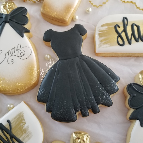 Little Black Dress Cookies 1 Dozen | Fashion Party New Years | Death to 20s Birthday | Dance Audrey | Wedding | Bridal Shower Retirement