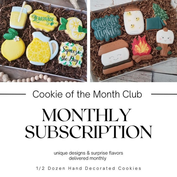 Cookie of the Month Club 1/2 Dozen | Surprise Monthly Flavor and Seasonal Designs | Premium Hand Decorated Cutout Cookies | Free Shipping