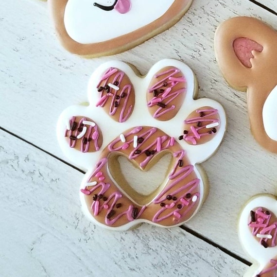Paw Print Cookies Dog Cookies Puppy Theme Dog Party Etsy
