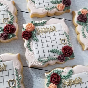 Save the Date Cookies | Floral Wedding Cookies | Bridal Shower | Engagement | Personalized Custom Cookies | Greenery | Rustic | Calendar