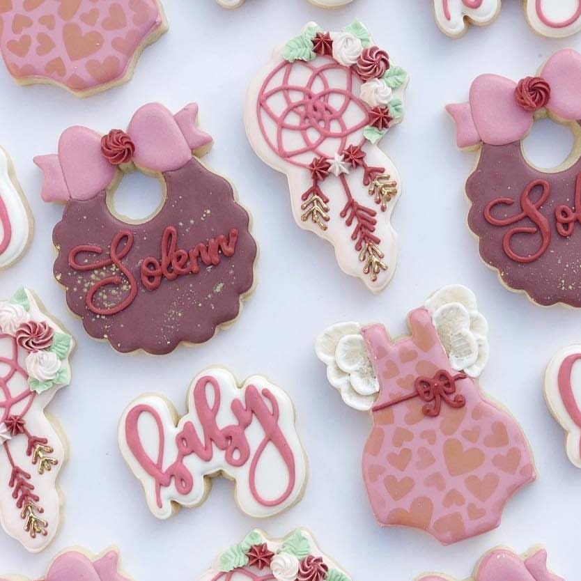 Boho Baby Shower Cookies Floral Shabby Chic Bohemian Tribal Romper