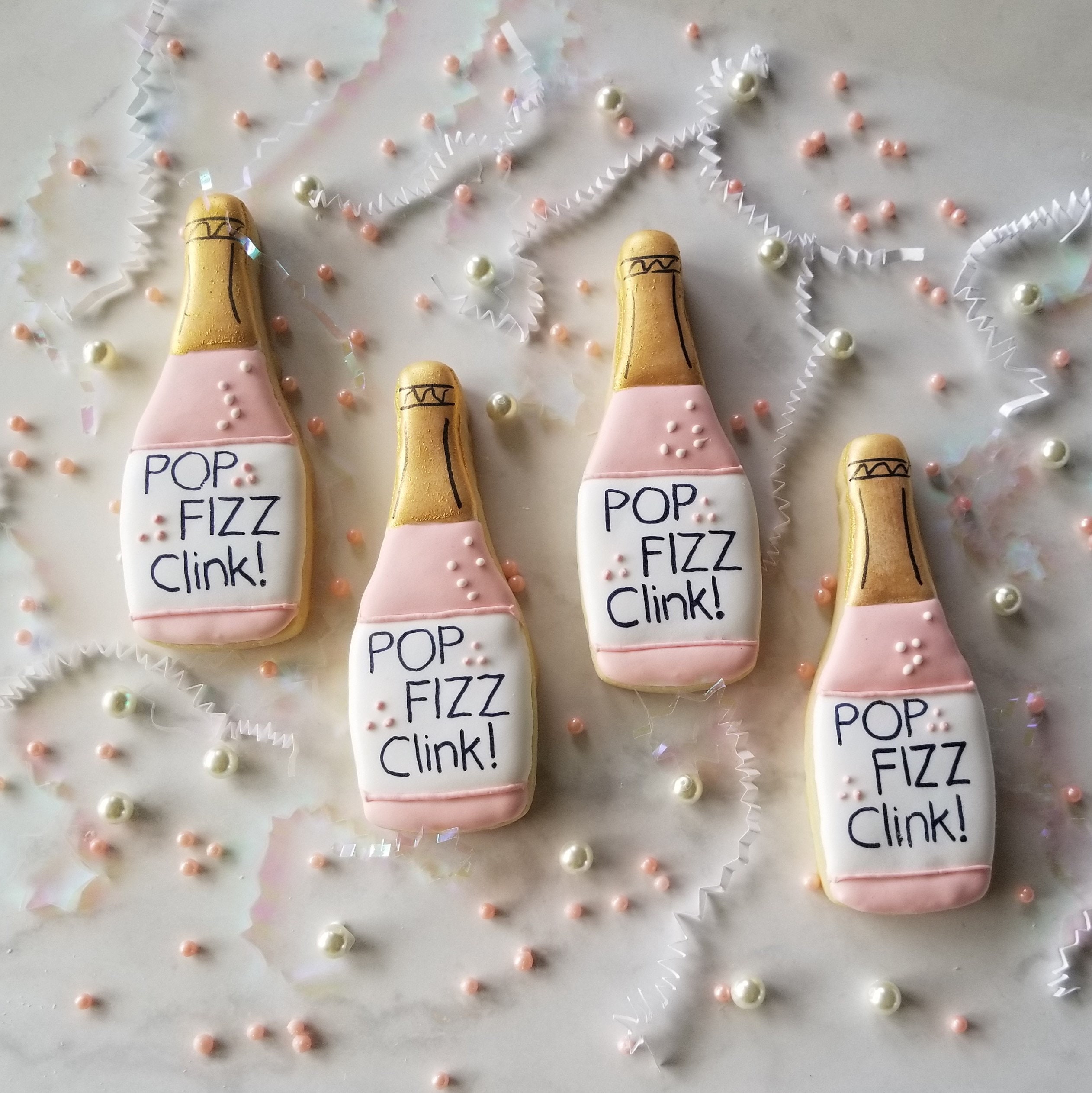 Champagne Cookies Champagne Bottle Pop Fizz Clink 21st Etsy