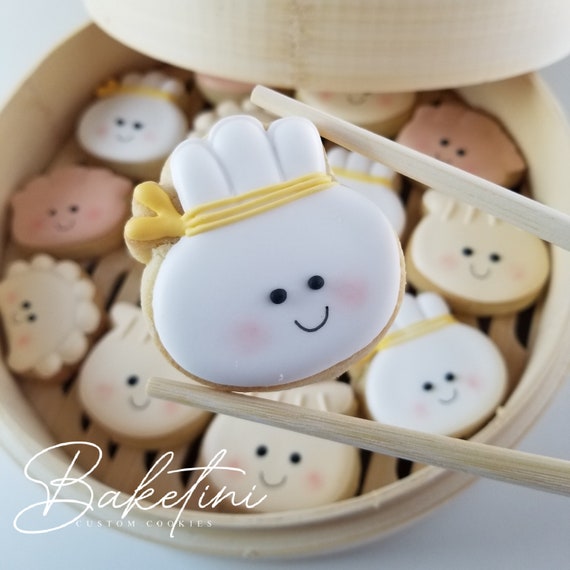 Dumpling Mini Cookies 3 Dozen | Kawaii Dim Sum Cute Bao Buns | Our Little Dumpling 1st Birthday Baby Shower | Chinese Food Theme Party Favor