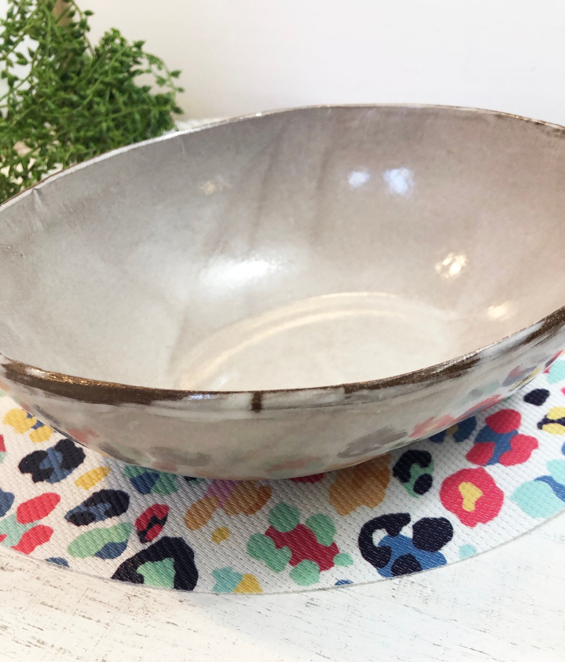 Farmhouse Serving Bowl / White Oval Pottery Bowl / Fruit Bowl Etsy