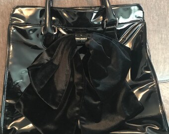 The Many Moods of Poppie Jones Handbag Purse Patent Leather Velvet Bow