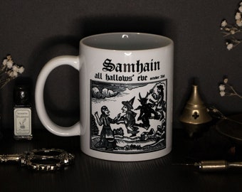 Tasse de sorcière Samhain avec illustration de sorcellerie médiévale - tasse de sorcellerie - réveillon de la Toussaint - tasse de sorcière - le vvitch - halloween