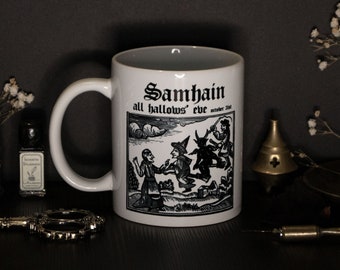 Samhain witch mug with medieval witchcraft illustration - witchcraft mug - all hallow's eve - witchy cup -  the vvitch - halloween