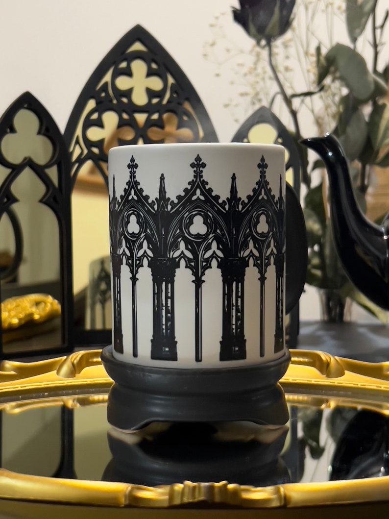 Gothic Cathedral Mug Gothic Window Color changing magic mug witchy cup magical mug goth arch zdjęcie 2