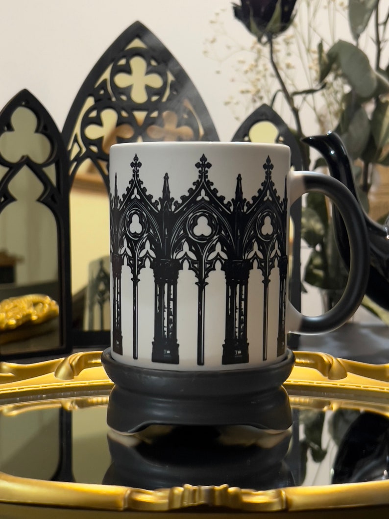 Gothic Cathedral Mug Gothic Window Color changing magic mug witchy cup magical mug goth arch zdjęcie 5