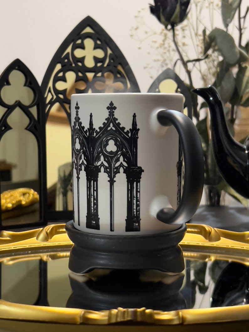 Gothic Cathedral Mug Gothic Window Color changing magic mug witchy cup magical mug goth arch zdjęcie 7