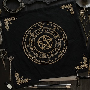 Tovaglia esoterica - Ruota dell&#39;anno - Tarocchi - Strega - Pagano