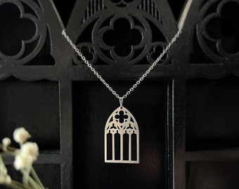 Collana „Voiva“ finestra cattedrale in Acciaio inossidabile - Arco finestra gotica - Finestra cattedrale