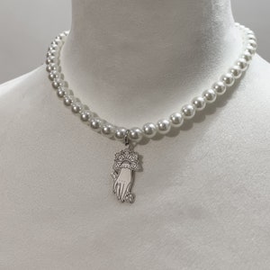 Collana Vittoriana in Argento 925 - Gotico - Strega - Mano vittoriana - Esoterico