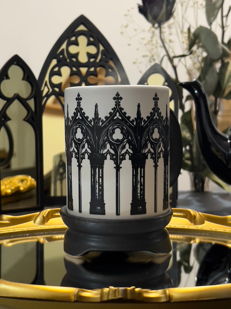 Gothic Cathedral Mug Gothic Window Color changing magic mug witchy cup magical mug goth arch zdjęcie 6