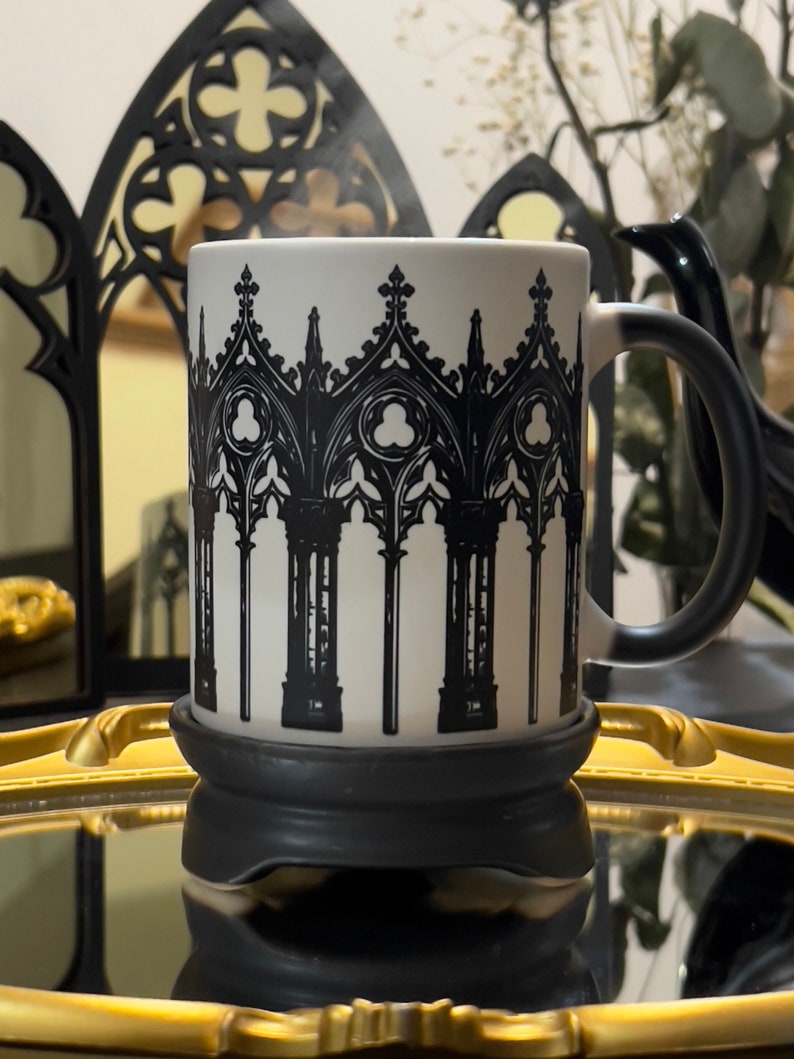 Gothic Cathedral Mug Gothic Window Color changing magic mug witchy cup magical mug goth arch zdjęcie 1