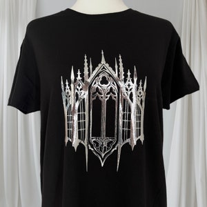Gothic Cathedral window Unisex t-shirt regular size in silver foil or gold foil - Gothic window t-shirt - Cathedral aesthetic