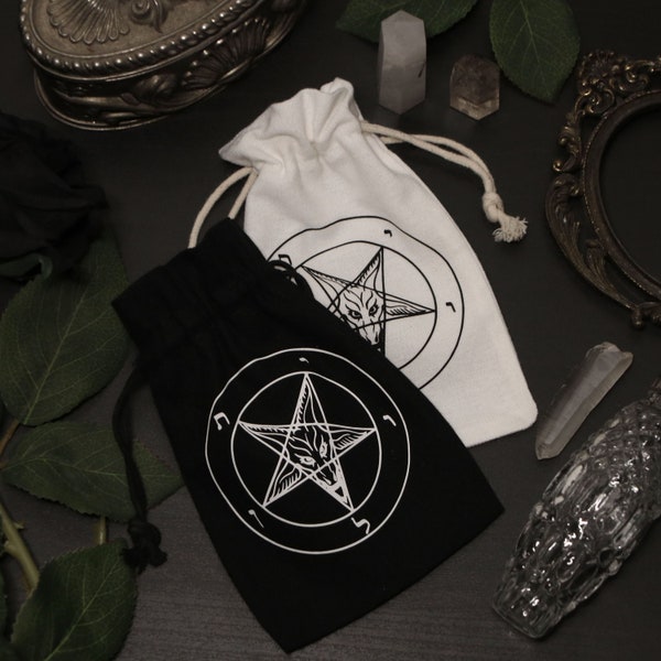 Borsa Esoterica con Sigillo di Baphomet - Esoterico - Stregoneria - Pagano - Erbario - Cristalli - Rune