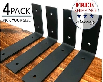 4-Pack Metal Shelf Brackets, Iron Shelf Brackets, Modern Shelf Brackets, Industrial Shalf Brackets, Rustic Shelf Brackets, Shelf Bracket