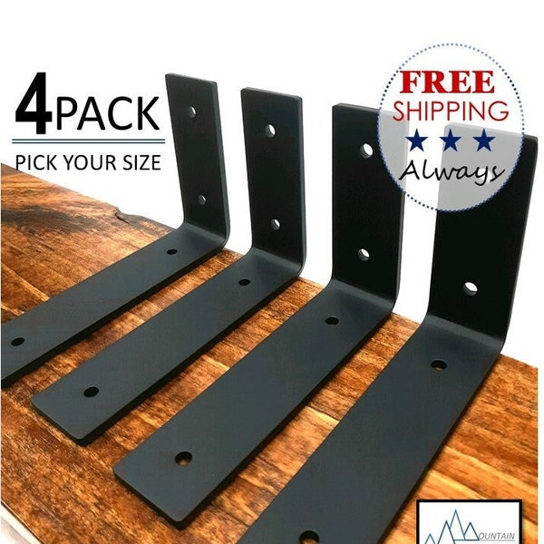 4-Pack Metal Shelf Brackets, Iron Shelf Brackets, Modern Shelf Brackets, Industrial Shalf Brackets, Rustic Shelf Brackets, Shelf Bracket