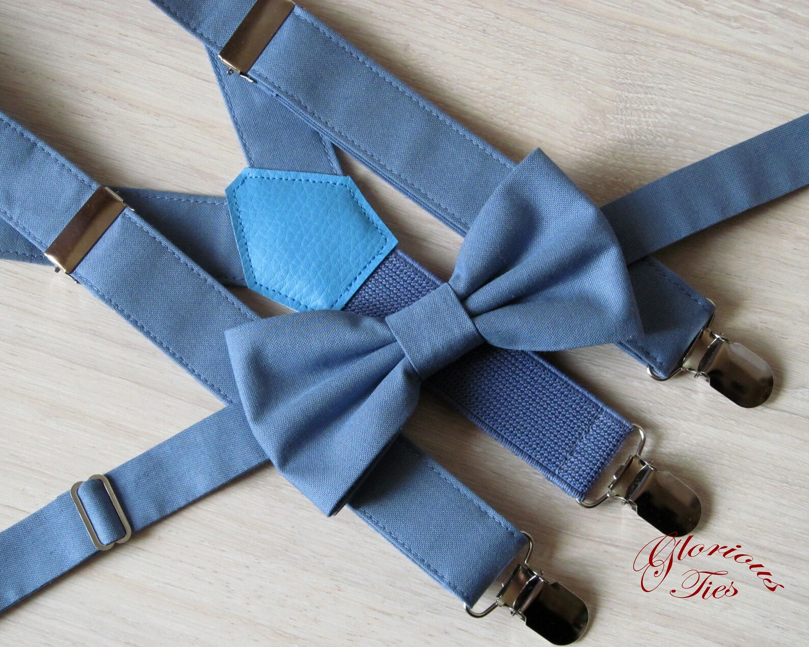 Dusky blue bow tie & suspenders for men and boys. Dusty blue Etsy