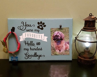 Pet Memorial; Wood Sign With Hook And Picture Hanger; Sympathy Gift for Pet Owner; RIP Dog or Cat Collar Remembrance