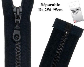 Very dark navy separable zipper for jacket from the Eclair-Prestil Z54 brand.