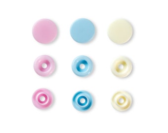 Boutons pression Prym Love Assortiment de rond rose, bleu et perle Prym 393 007